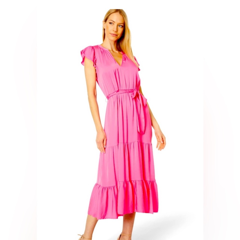 Tommy Hilfiger Elegant Pink Ruffle Sleeve Dress size 4